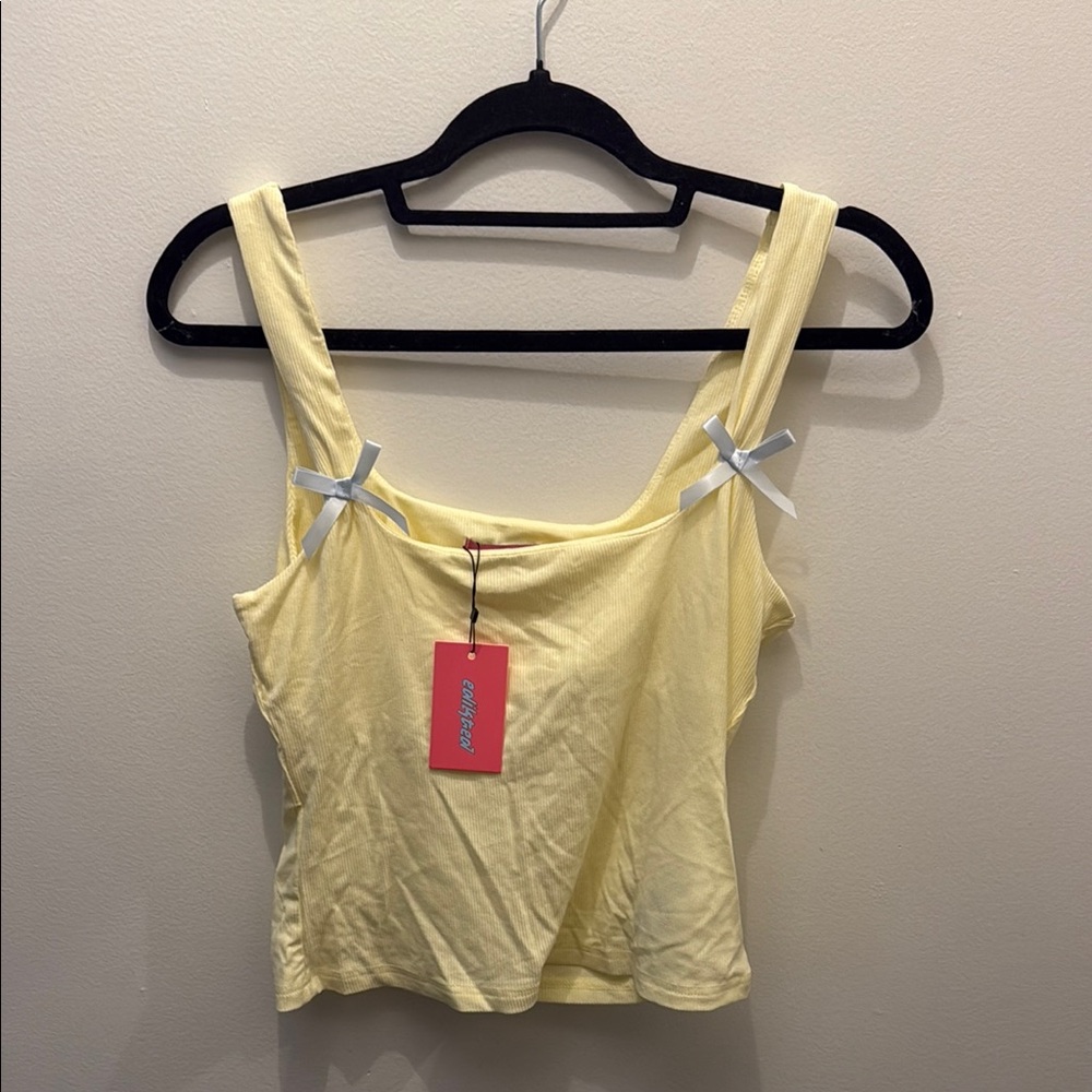 Yellow Edikted Top with Bow Accents